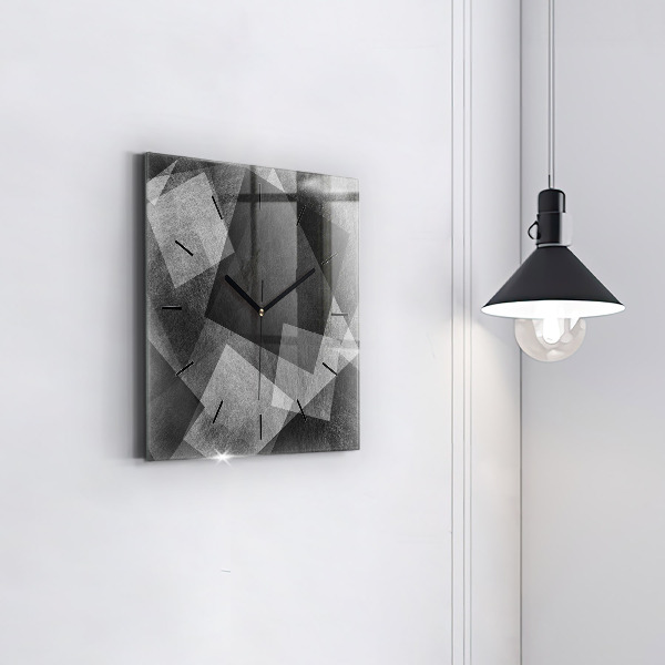 Ceas pătrat de perete din sticlă Abstracția geometrică
