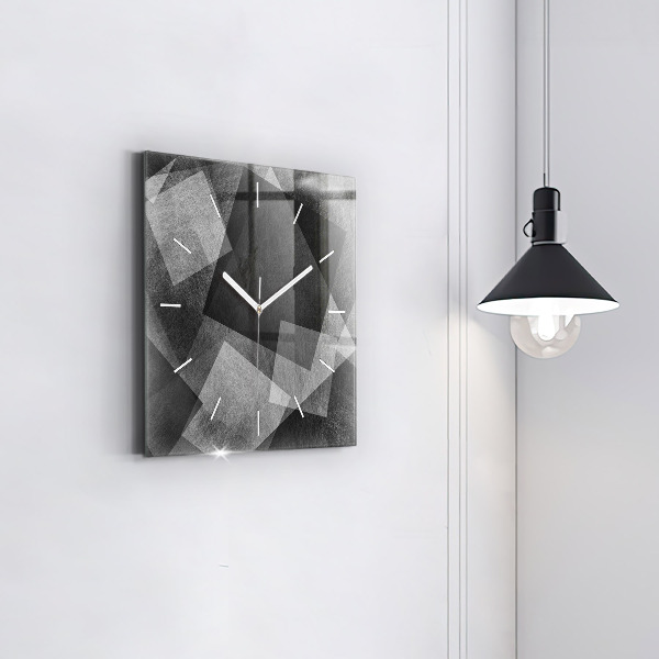 Ceas pătrat de perete din sticlă Abstracția geometrică