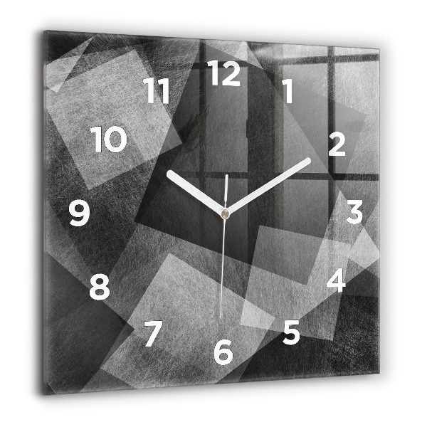 Ceas pătrat de perete din sticlă Abstracția geometrică