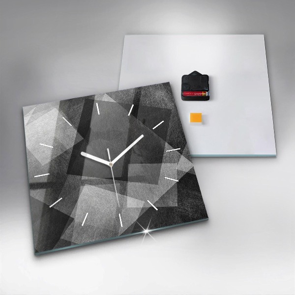 Ceas pătrat de perete din sticlă Abstracția geometrică