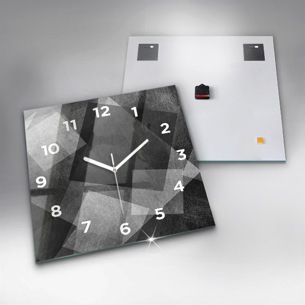 Ceas pătrat de perete din sticlă Abstracția geometrică