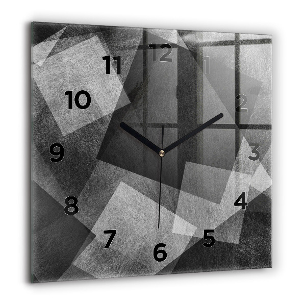 Ceas pătrat de perete din sticlă Abstracția geometrică