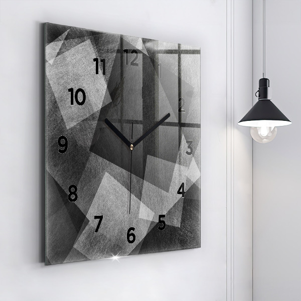 Ceas pătrat de perete din sticlă Abstracția geometrică