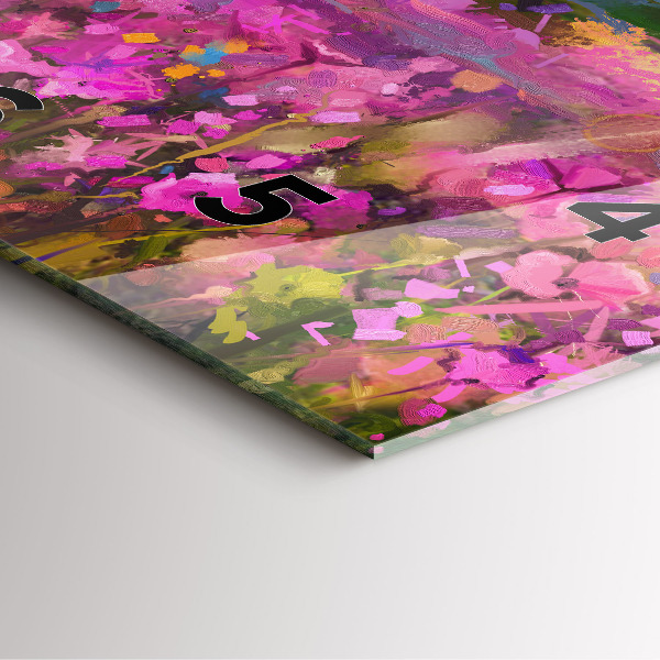 Ceas pătrat de perete din sticlă Peisaj de natură și flori