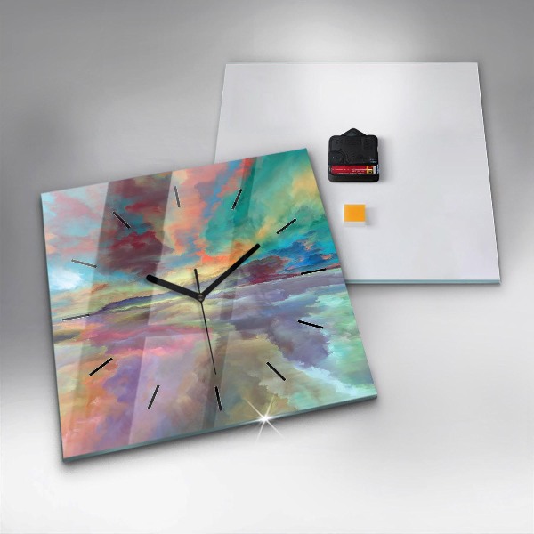 Ceas pătrat de perete din sticlă Peisaj abstract