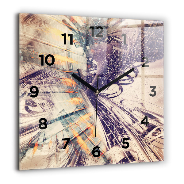 Ceas pătrat de perete din sticlă Mecanism abstract