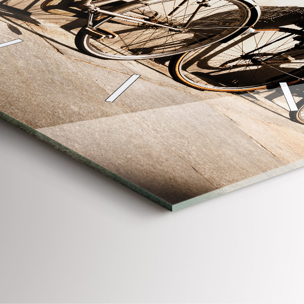 Ceas pătrat de perete din sticlă bicicleta italiană