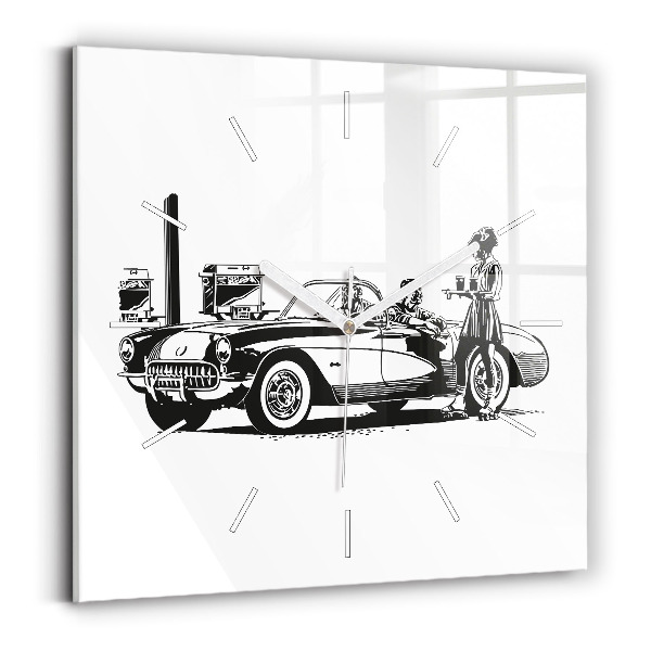 Ceas pătrat de perete din sticlă Ilustrație retro