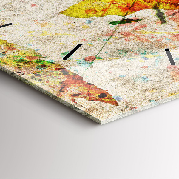 Ceas pătrat de perete din sticlă Harta lumii colorate