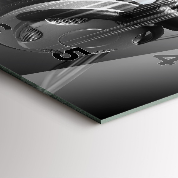 Ceas pătrat de perete din sticlă Microfon și căști