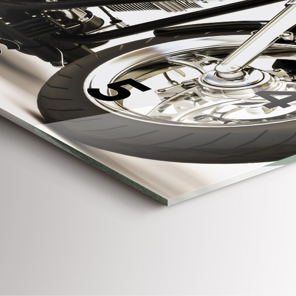 Ceas pătrat de perete din sticlă Motocicletă neagră