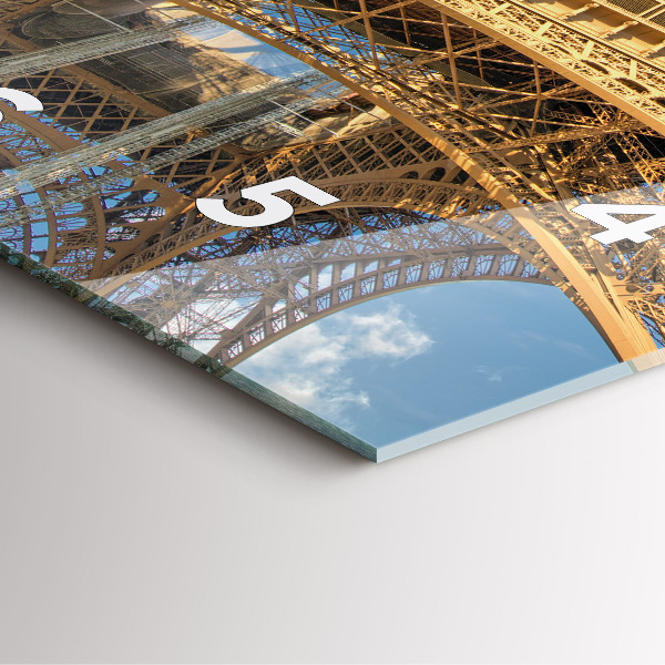 Ceas pătrat de perete din sticlă Turnul Eiffel din Franța