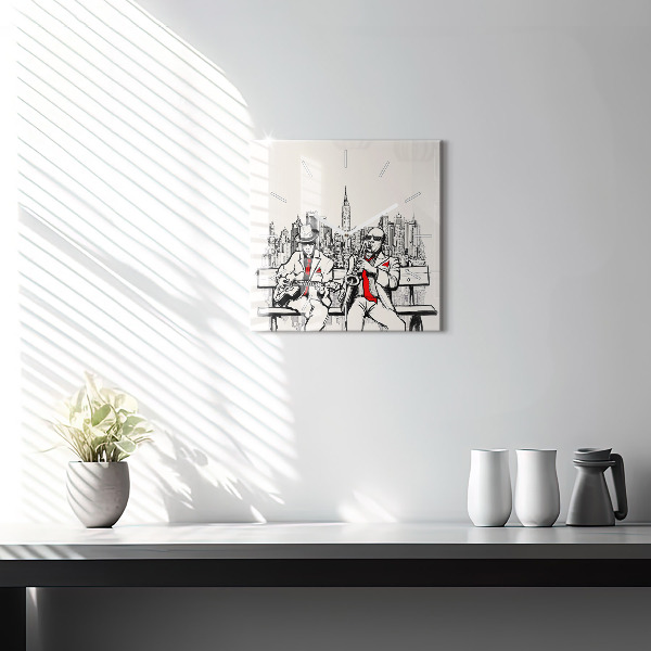 Ceas pătrat de perete din sticlă Jazz la New York