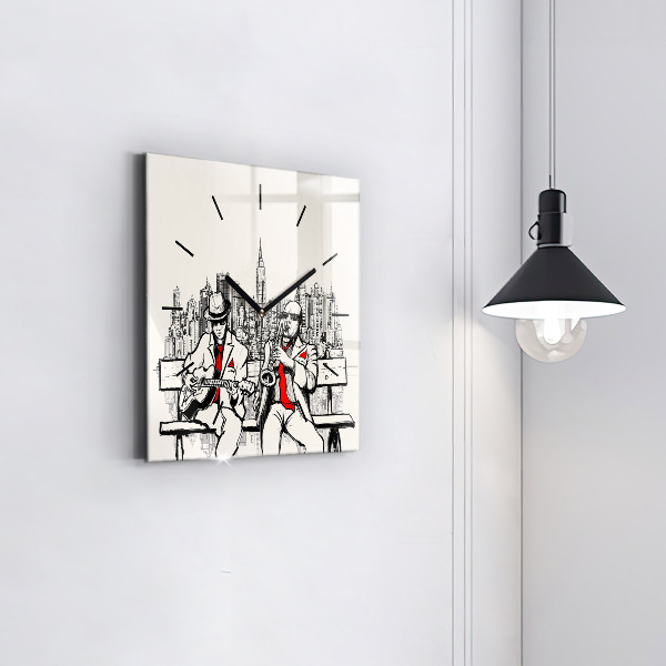 Ceas pătrat de perete din sticlă Jazz la New York