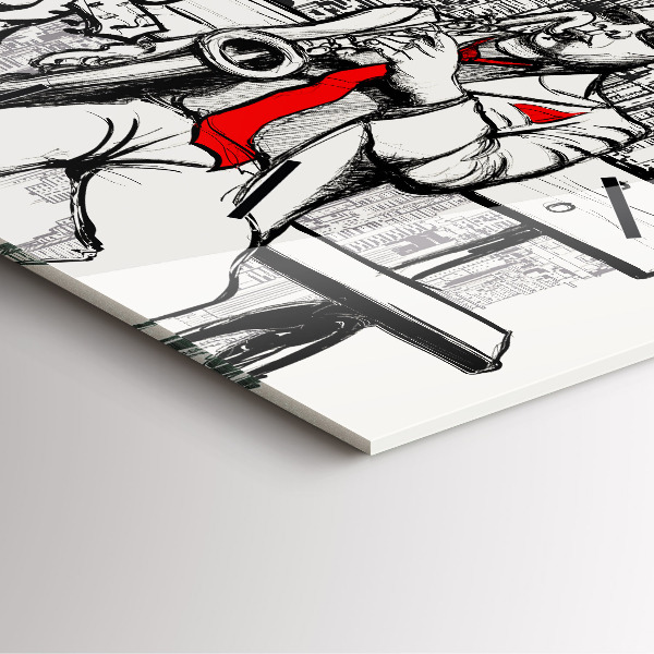 Ceas pătrat de perete din sticlă Jazz la New York