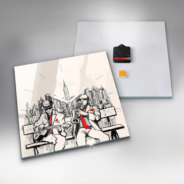 Ceas pătrat de perete din sticlă Jazz la New York