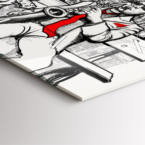 Ceas pătrat de perete din sticlă Jazz la New York