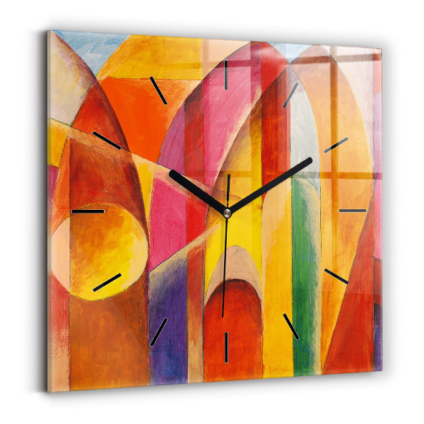 Ceas pătrat de perete din sticlă Artă Decorație Abstracție