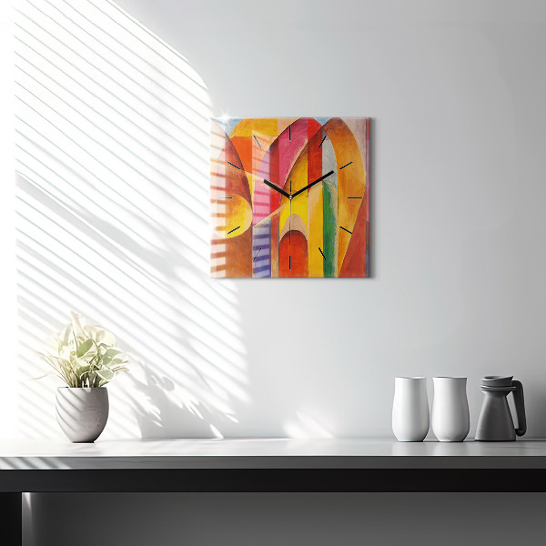 Ceas pătrat de perete din sticlă Artă Decorație Abstracție