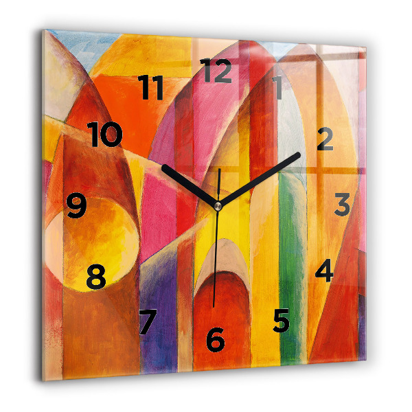 Ceas pătrat de perete din sticlă Artă Decorație Abstracție