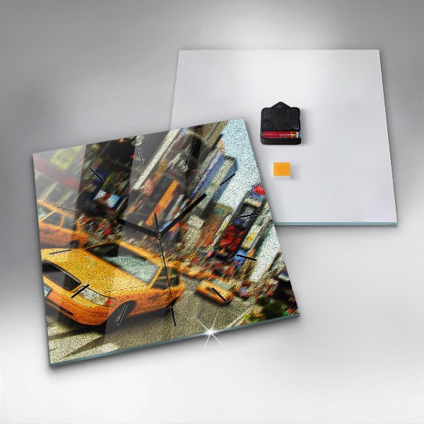 Ceas pătrat de perete din sticlă Taxiuri din New York