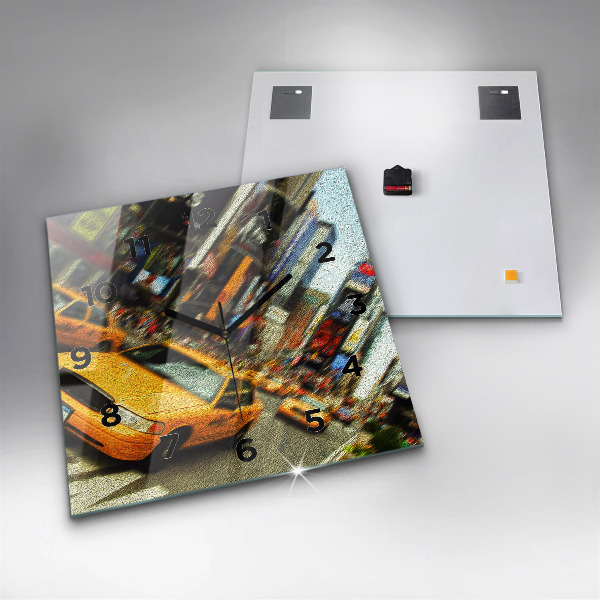 Ceas pătrat de perete din sticlă Taxiuri din New York