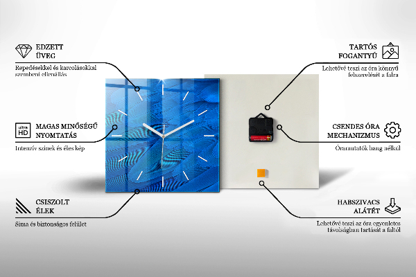 Ceas pătrat de perete din sticlă Scoici pe plajă