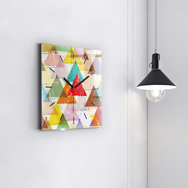 Ceas pătrat de perete din sticlă Triunghiuri geometrice
