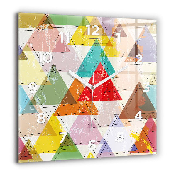 Ceas pătrat de perete din sticlă Triunghiuri geometrice