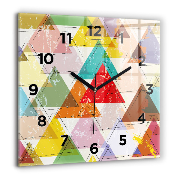 Ceas pătrat de perete din sticlă Triunghiuri geometrice