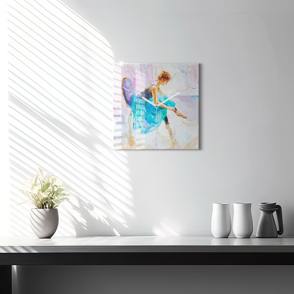 Ceas pătrat de perete din sticlă Pregătirea balerinei