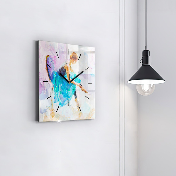 Ceas pătrat de perete din sticlă Pregătirea balerinei
