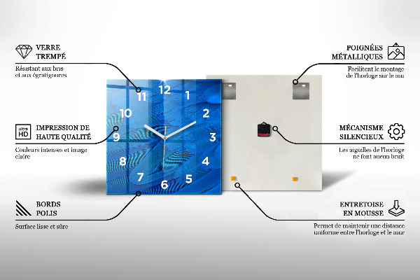 Ceas pătrat de perete din sticlă Zebră colorată