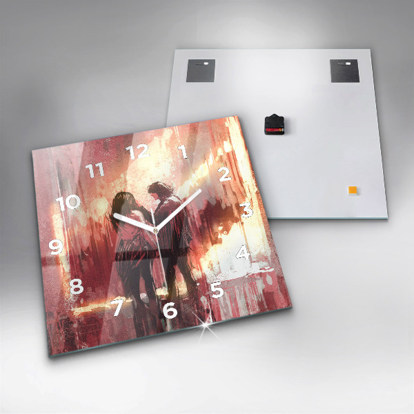 Ceas pătrat de perete din sticlă Cuplu tânăr îndrăgostit