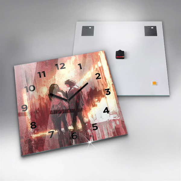 Ceas pătrat de perete din sticlă Cuplu tânăr îndrăgostit