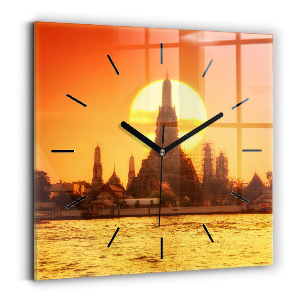 Ceas pătrat de perete din sticlă Wat arun Bangkok Thailanda