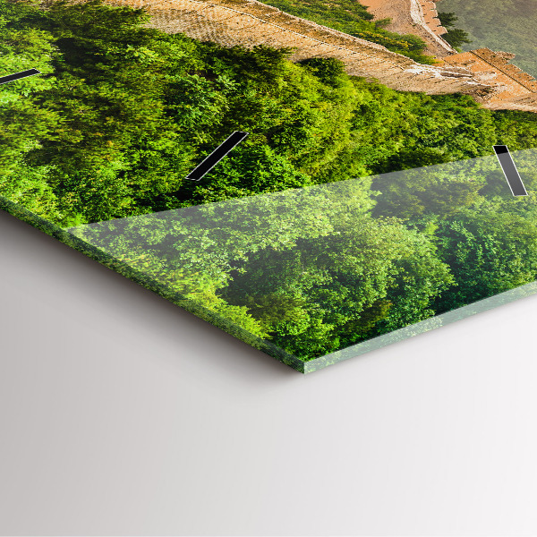 Ceas pătrat de perete din sticlă Marele Zid Chinezesc