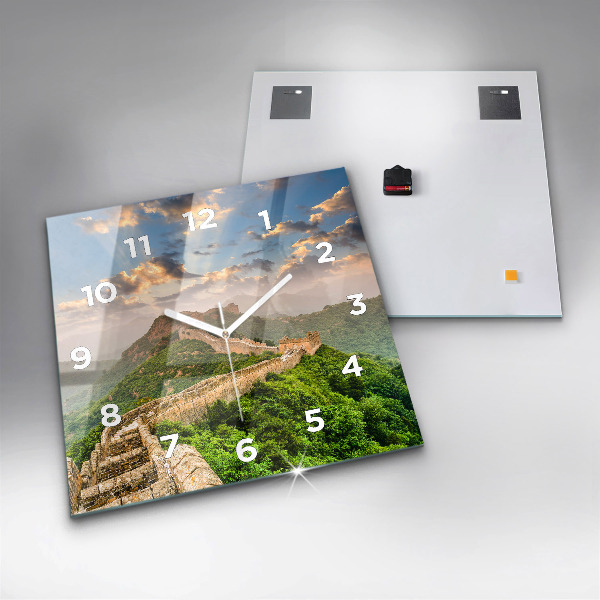 Ceas pătrat de perete din sticlă Marele Zid Chinezesc
