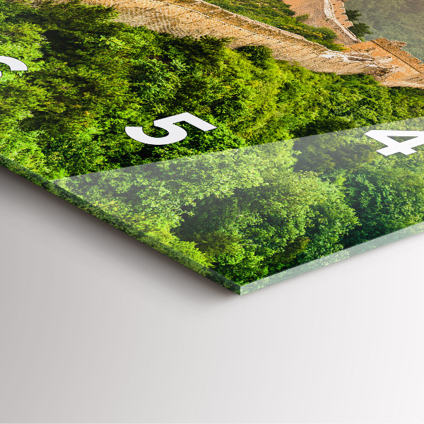 Ceas pătrat de perete din sticlă Marele Zid Chinezesc