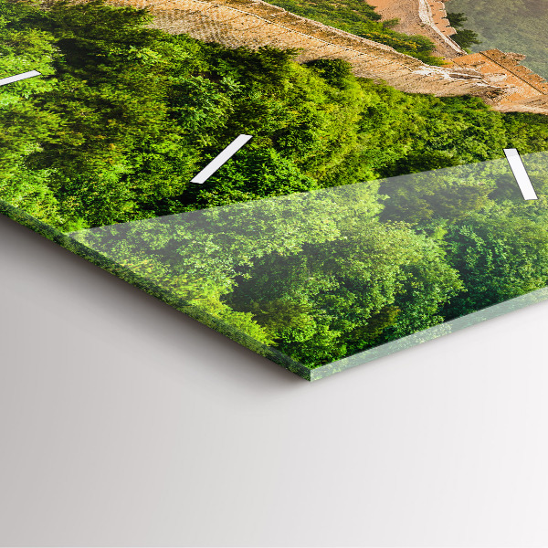 Ceas pătrat de perete din sticlă Marele Zid Chinezesc