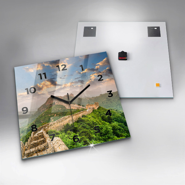 Ceas pătrat de perete din sticlă Marele Zid Chinezesc