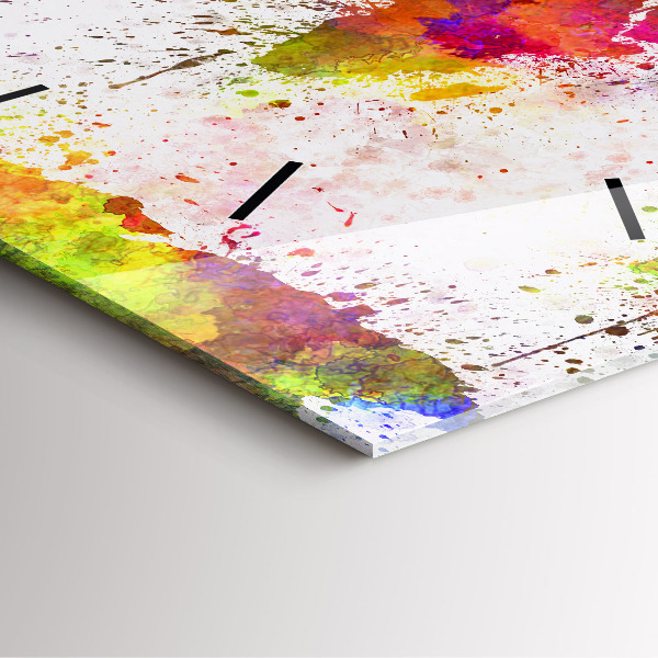 Ceas pătrat de perete din sticlă Harta lumii acuarela