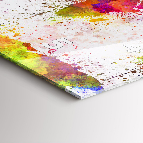 Ceas pătrat de perete din sticlă Harta lumii acuarela