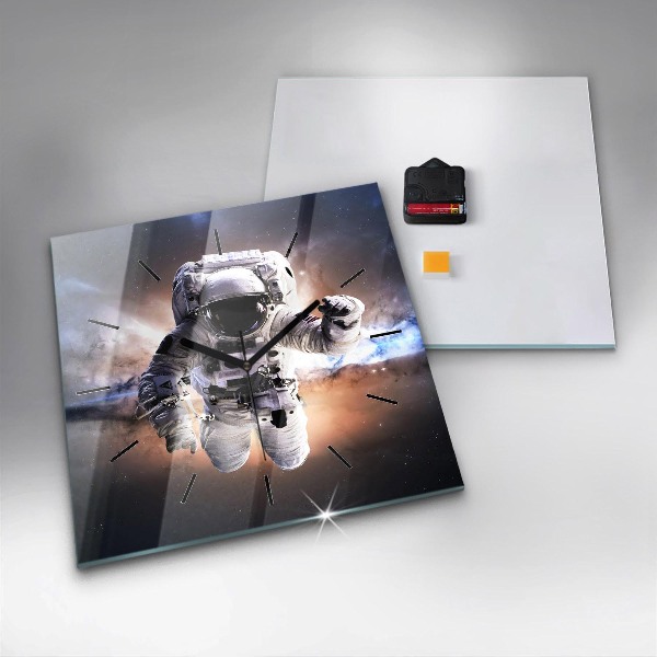 Ceas pătrat de perete din sticlă Astronaut în spațiu