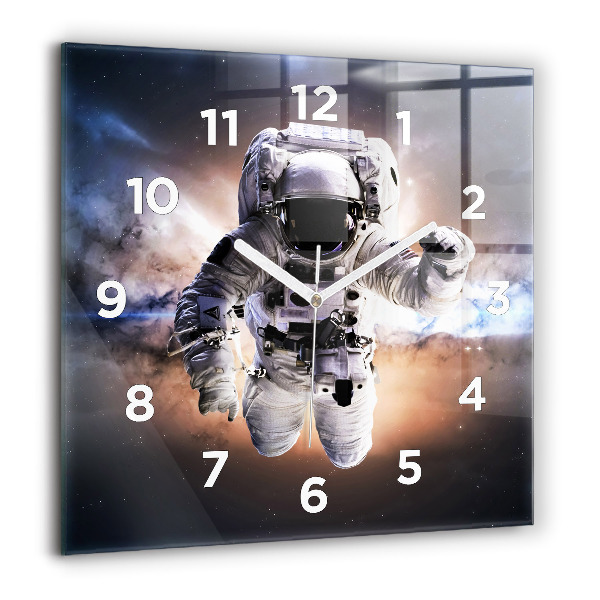 Ceas pătrat de perete din sticlă Astronaut în spațiu