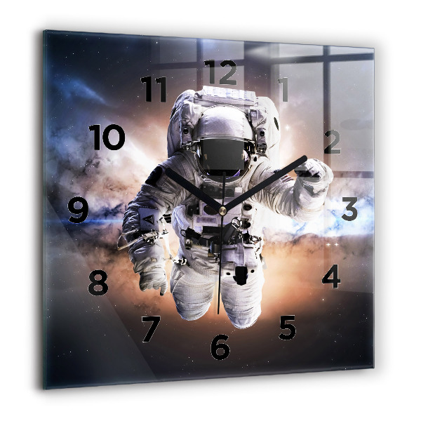 Ceas pătrat de perete din sticlă Astronaut în spațiu