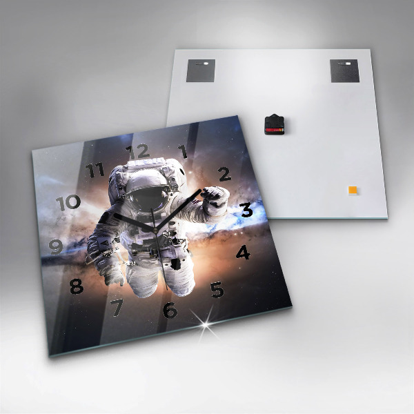 Ceas pătrat de perete din sticlă Astronaut în spațiu