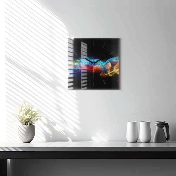 Ceas pătrat de perete din sticlă Linii colorate abstracte