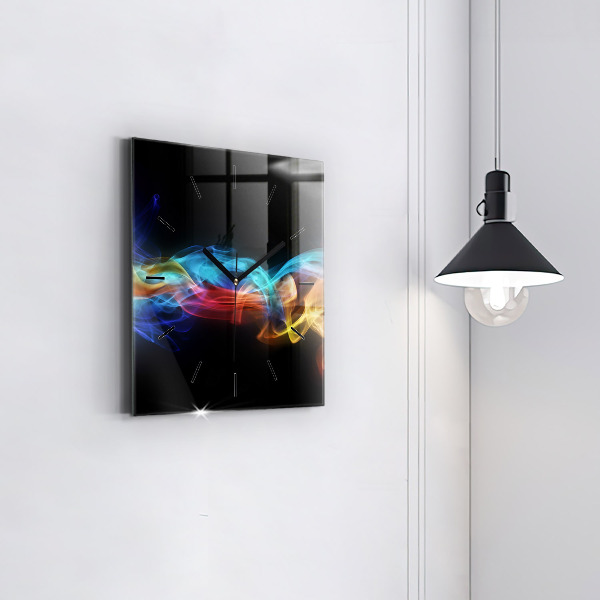 Ceas pătrat de perete din sticlă Linii colorate abstracte