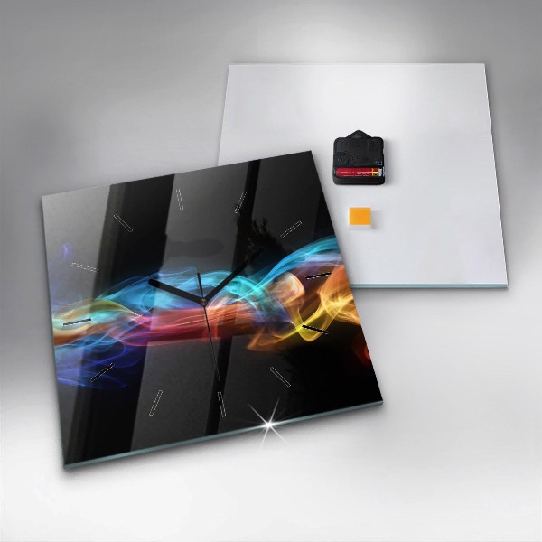 Ceas pătrat de perete din sticlă Linii colorate abstracte